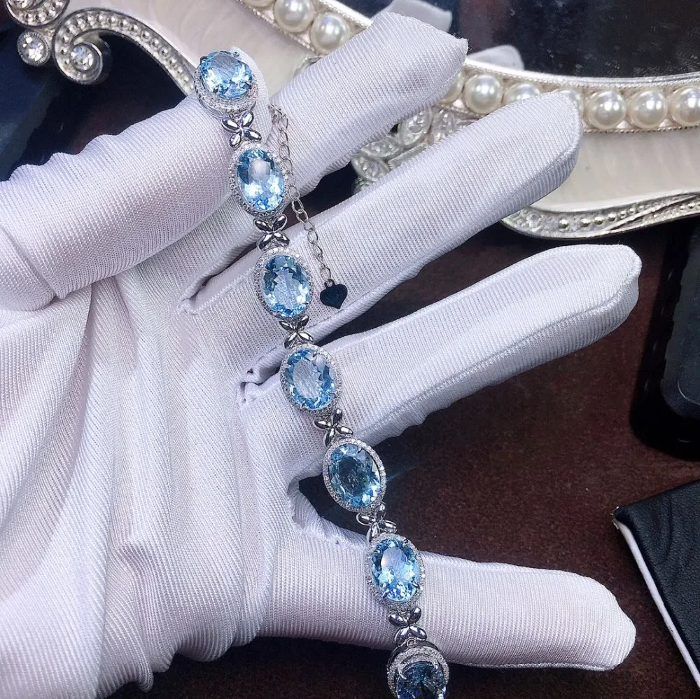 Аквамарин, 15ct, хорошее ювелирное изделие, золото AU750 G18K, Натуральный аквамарин, драгоценные камни, ювелирные браслеты для женщин, изящные браслеты