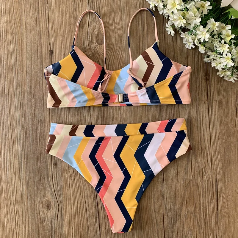 

Striped High Waist Bikini 2021 Women Swimsuits Summer Swimming Suit Sexy Swimwear Push Up Bikini Bathing Suit Women Beachwear