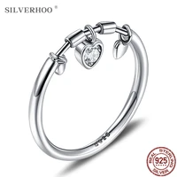 silverhoo 925 sterling silver women ring 3 heart shape 5a cubic zirconia rings for women wedding brand fine silver jewelry new