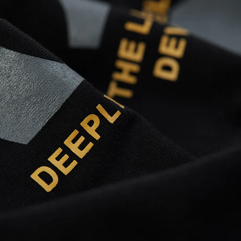 

KUEGOU 2020 Autumn 100% Cotton Black Print T Shirt Men Tshirt Brand T-shirt Long Sleeve Tee Shirt Male Plus Size Clothing 88075