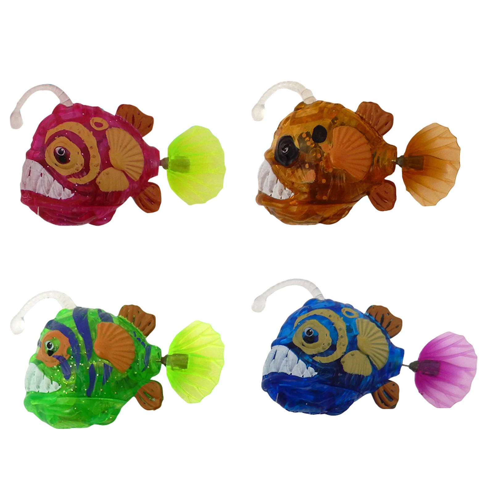 

4 Pieces/set Of Baby Floating Water Classic Bathing Swimming Electric Flashing Toy Plastic Fish Animal Bathroom Fun Game