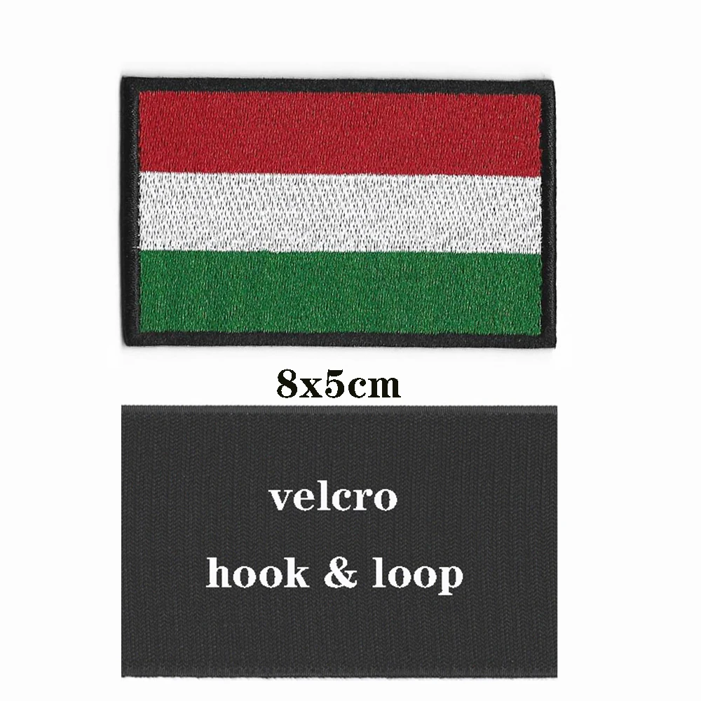 

1PC Hungarian flag Hungary Armband Embroidered Patch Hook & Loop or iron on Embroidery Velcro Badge Cloth Military Moral Stripe