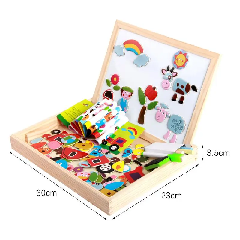 

Wooden Montessori Educational Magnetic Jigsaw Game Toys Children's Magnetic Puzzles Tangram Animal Insect Drawing Busy Board