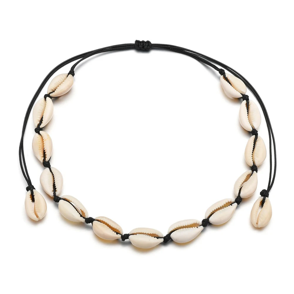 Натуральный Каури ракушка морская веревка колье ожерелье браслет набор сделай