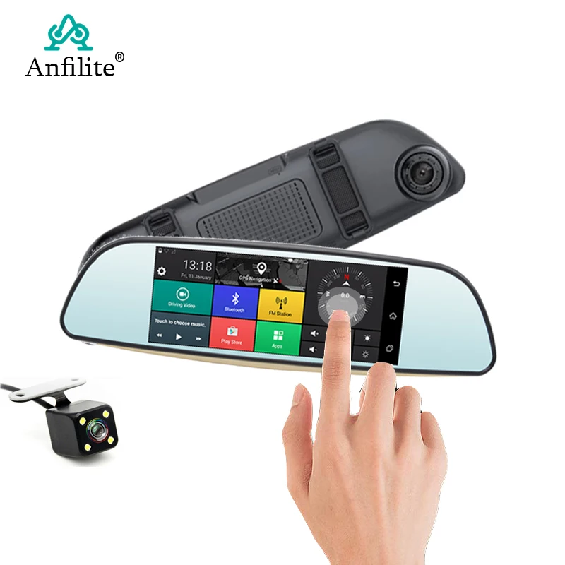 Anfilite Android 3g Видеорегистраторы для автомобилей зеркало HD 1080P Auto Dash Cam gps навигатор