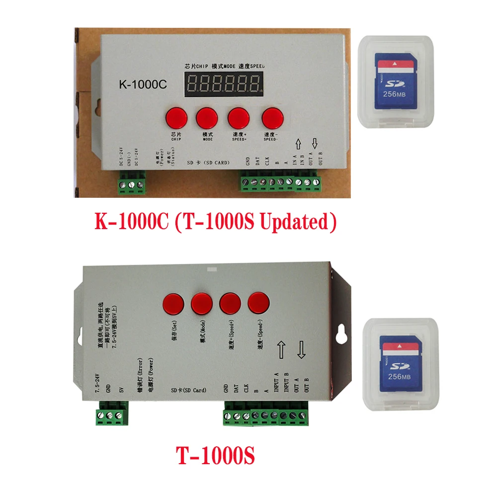 Программный светодиодный контроллер K1000C WS2812B WS2811 APA102 T1000S WS2813 K-1000C пикселей T-1000S 2048