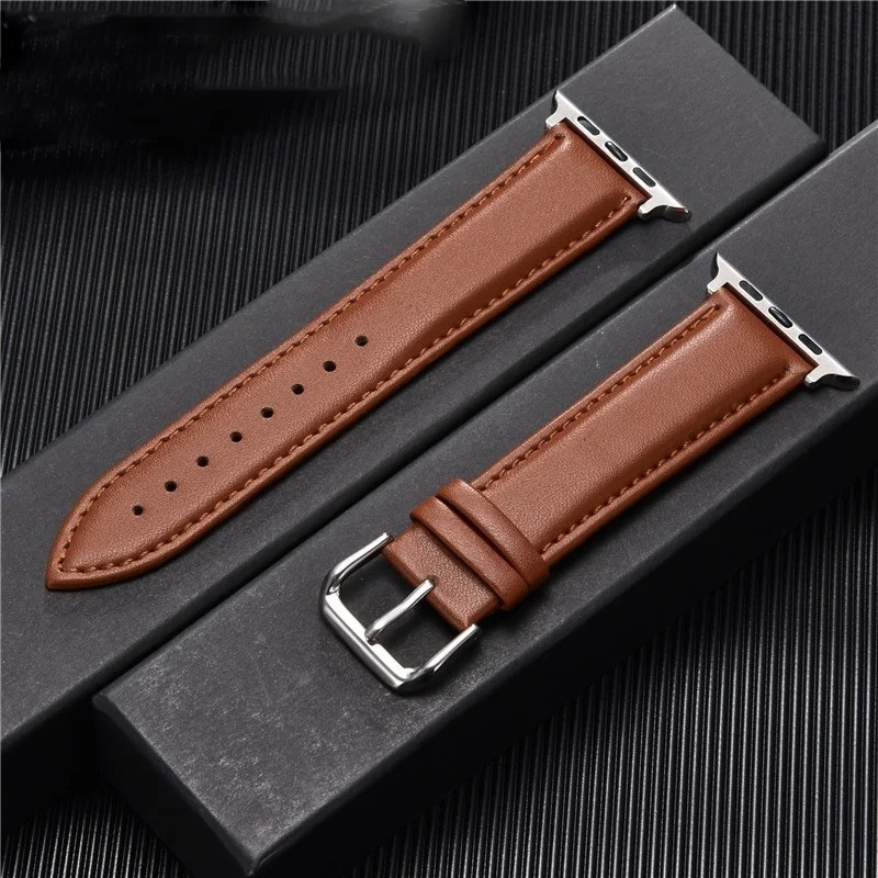 

Calfskin Genuine Leather Watchband 38mm 40mm for iwatch 1 2 3 4 5 Soft Material Replace Wrist Strap 42mm 44mm for Apple Watch