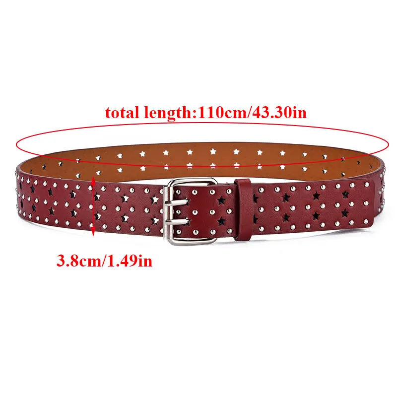 

Women Elastic Waist Belt Fashion Wide Waistbands European American Hollow Five-pointed Star Belt Fashion All-match Rivet Belt
