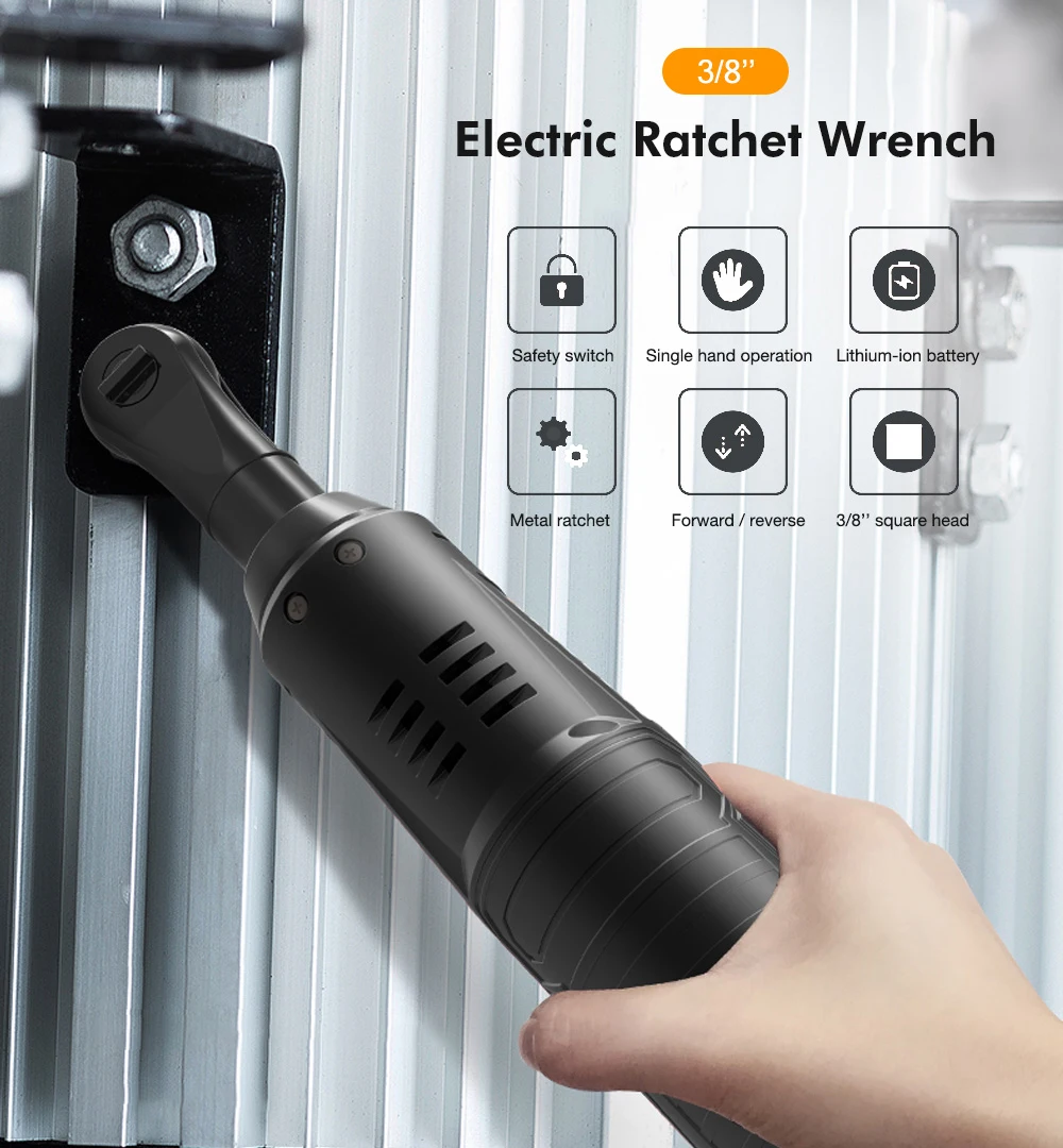 3/8 ''электрический ключ с трещоткой двумя Перезаряжаемые литий ионный Батарея