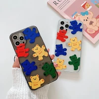 cute toy bear phone case for iphone 12 11 pro xs max xr x clear cartoon cover for iphone 7 8 plus se 2 shockproof soft tpu case