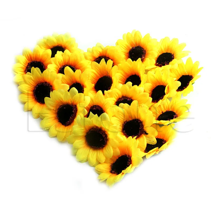 

J60E Wholesale 20pcs 7cm Sunflower Artificial Silk Flowers Heads DIY Floral Crafts