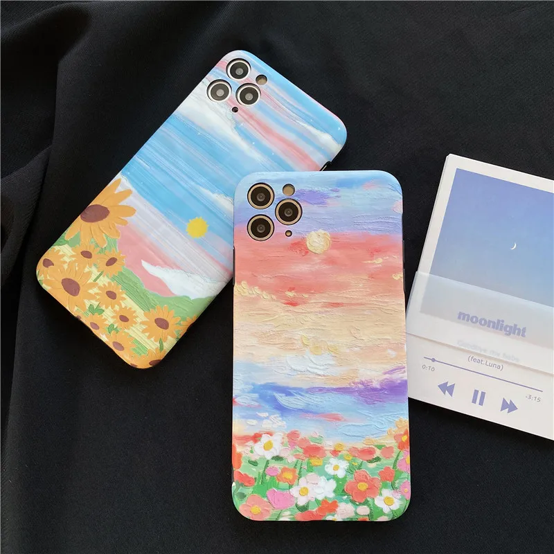 

VIVIAUG Oil Painting Idyllic Scenery Silicone Phone Case for iPhone 11 Pro XS X XR Max 7 8 Plus 2020 Camera Protect Back Cover