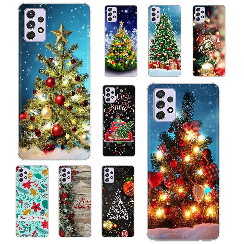 

Merry Christmas Tree Snow Case Coque For Samsung Galaxy A52 A51 A71 A50 A12 A22 A32 A42 A72 A70 A21S A41 A40 A30 A11 Cover Funda