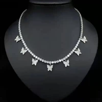 funmode white gold cubic zircon butterfly design choker necklace for women accessories jewelry parures bijoux wholesale fn259