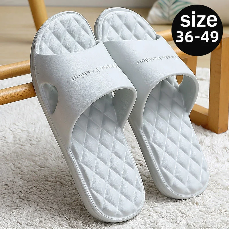 

Large Size 48 49 Odorless Slippers For Men Summer Concise Plain Slides Shoes Mens Indoor Bath Shower Slippers Blue Drag Shoes