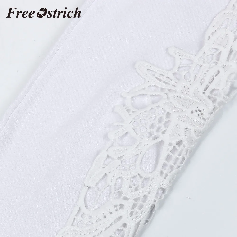 Джинсы женские узкие на молнии с заниженной талией и цветочным кружевом | Женская