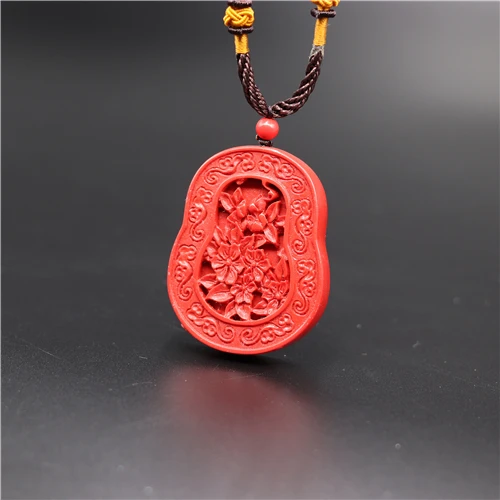 Китайский натуральный красный Органическая киноварь камень цветок кулон