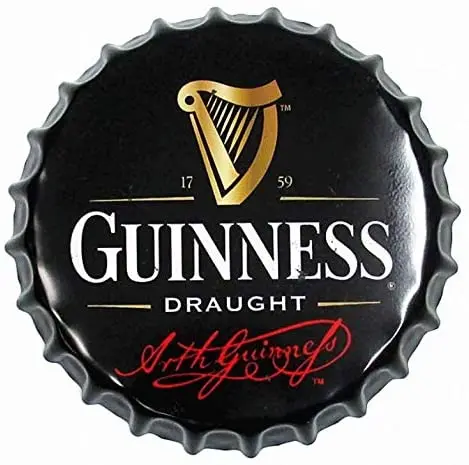 

Guinness Decorative Bottle Caps Metal Tin Signs Cafe Beer Bar Decoration Plat 13.8" Inches Wall Art Plaque Vintage Home Decor
