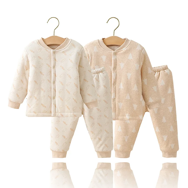 

New Winter Colored Cotton Cardigan Children's Cotton Jacket Set Baby Hand Made Cotton Three Layer Warm Baby Down Jacket