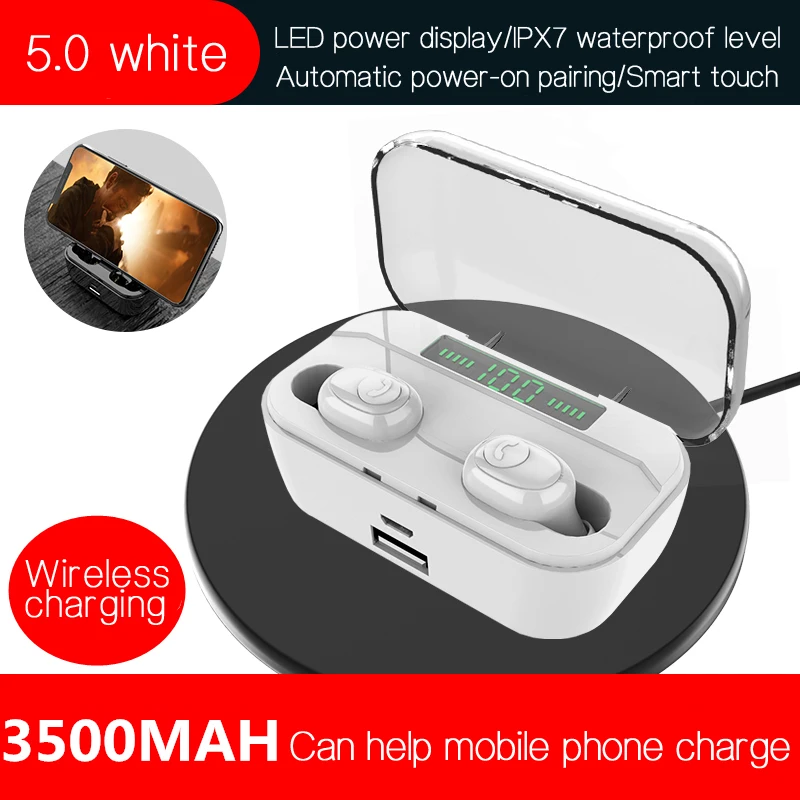 Bluetooth наушники G6s TWS беспроводные с внешним аккумулятором на 3500 мАч V5.0 гарнитура