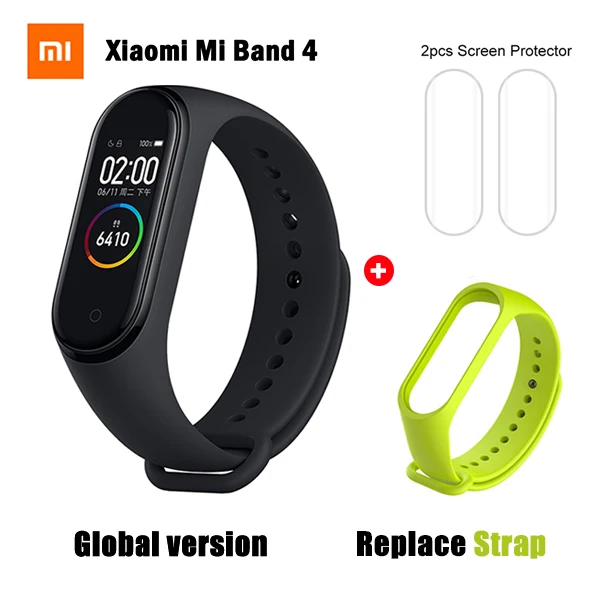 Новейший Xiaomi mi-браслет 4 NFC глобальная Версия смарт-браслет mi Band 4 NFC пульсометр фитнес цветной экран - Цвет: set 1 add Strap Film