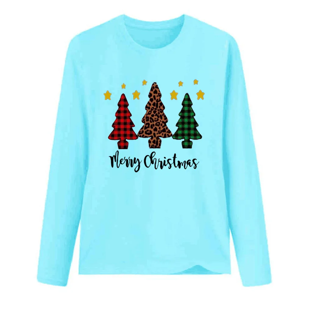 Рождественская женская футболка с длинным рукавом 2019 Мода Осень Зима размера