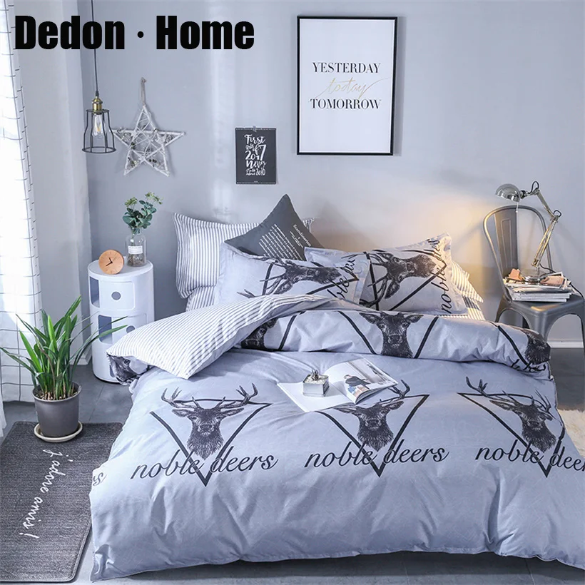 

Nordic Deer Bedding Sets Cotton Blend Duvet Cover Pillow Cases 3/PCS Home Textiles Bed Linen Sheet Soft Quilt Cover Large Size