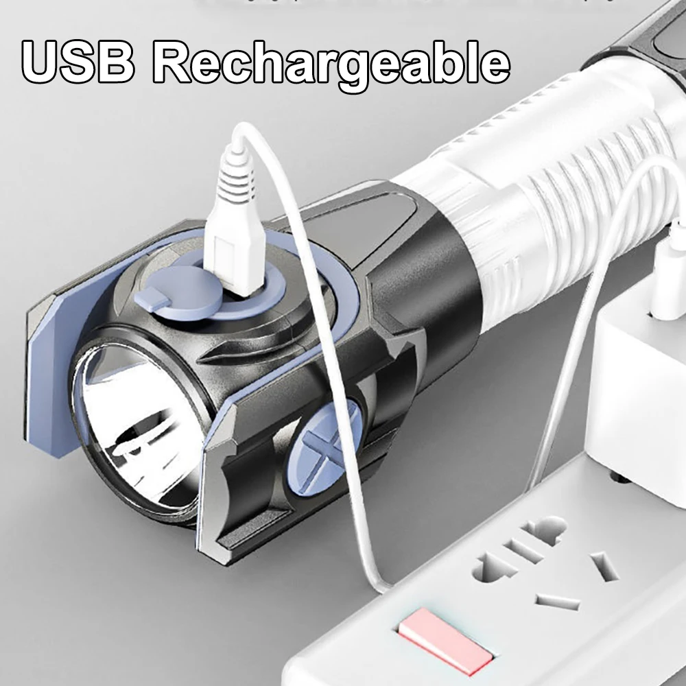 

New Design Potable Powerful LED Flashlight Built In Battery USB Charging COB Flashlight Waterproof Tactical Torch Camping Light