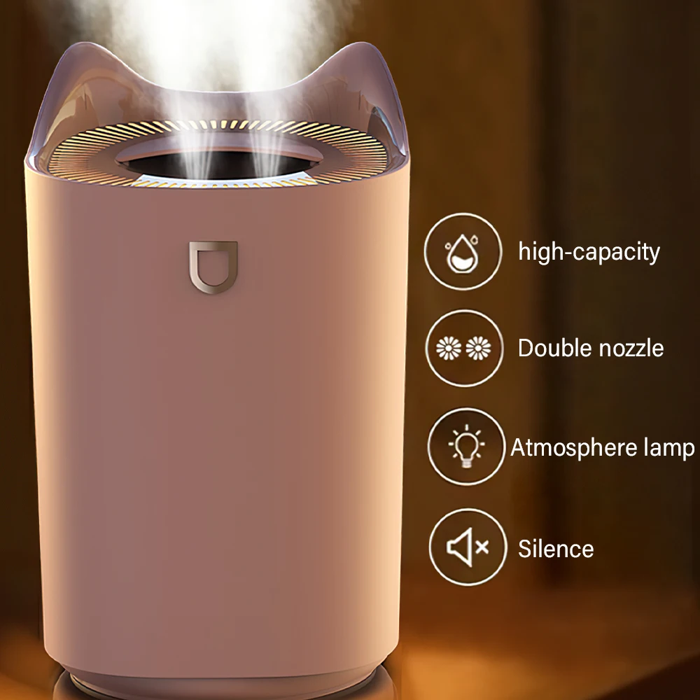 

Home Air Humidifier 3L Double Nozzle Cool Mist Aroma Diffuser With Coloful LED Light Heavy Fog Ultrasonic Air Mist Humidificador