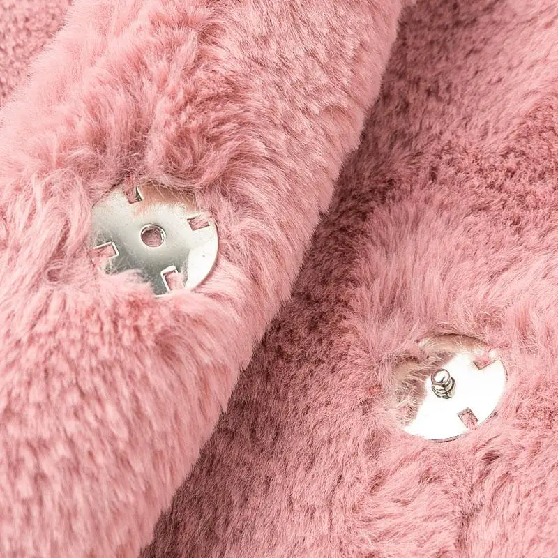 Куркума розовая искусственная шубка на меху для женщин 2019 Осень Зима