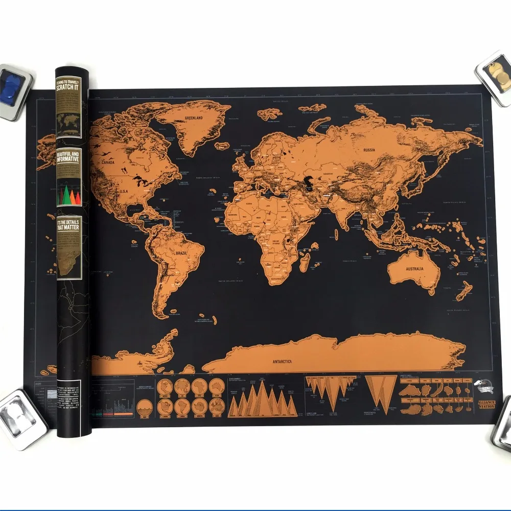 Настенное украшение карта мира с царапинами для домашнего декора настенное