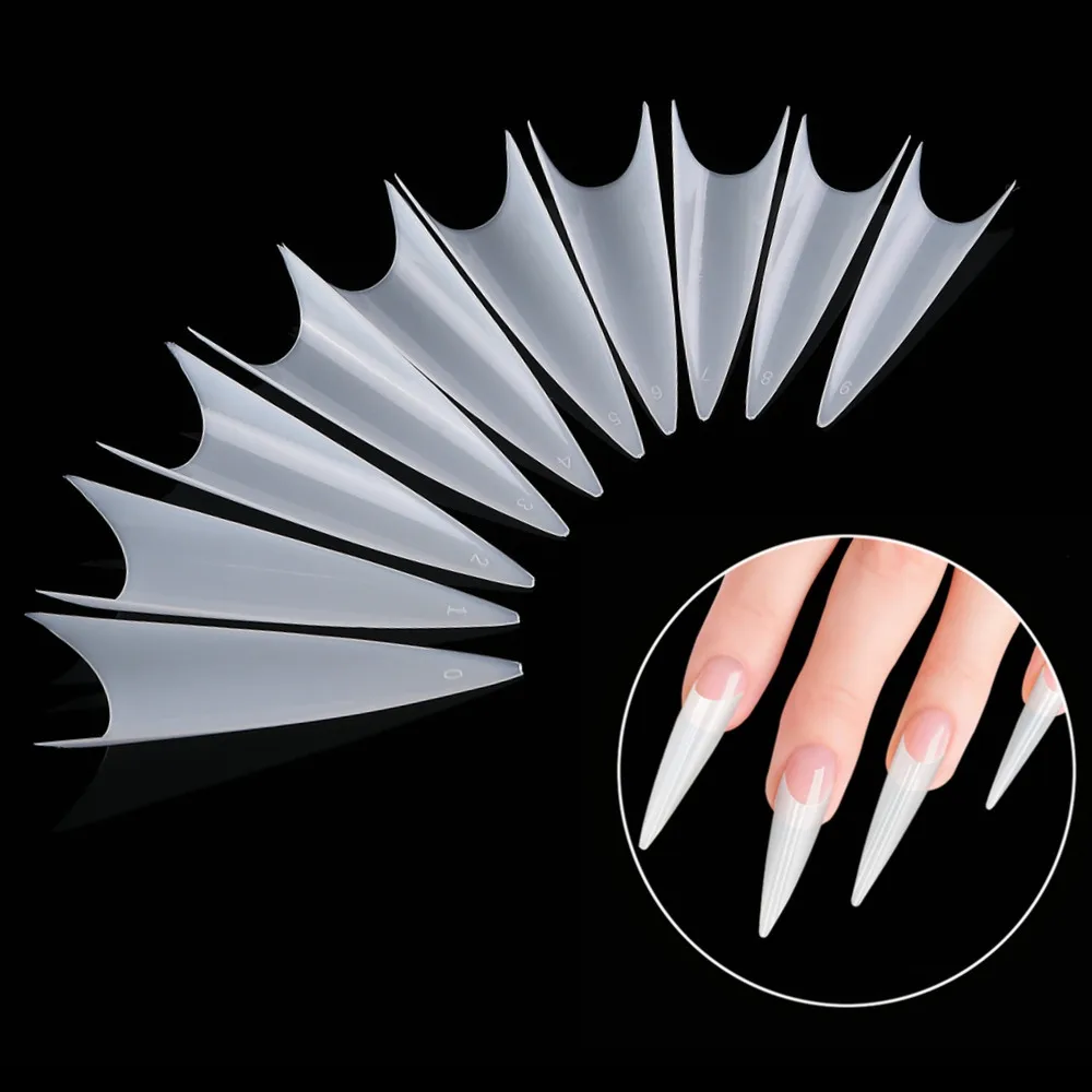 

KROFAUE 1000pcs Nail Art Tips Artificial False Stiletto Nails Art Tips Pointed Shape Full Cover Manicure Fake Nail Tips
