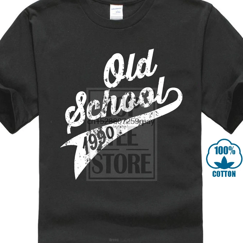 

T Shirts Short Sleeve Men Cotton Novelty Cool Old School 1990 Print T Shirt Hipster O-Neck Short T Shirts Man Clothing