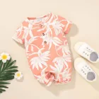 Комбинезоны для новорожденных; Комбинезоны для маленьких девочек и мальчиков, милый комбинезон с лиственным принтом с коротким рукавом, один размер, комбинезон, летняя одежда для малышей