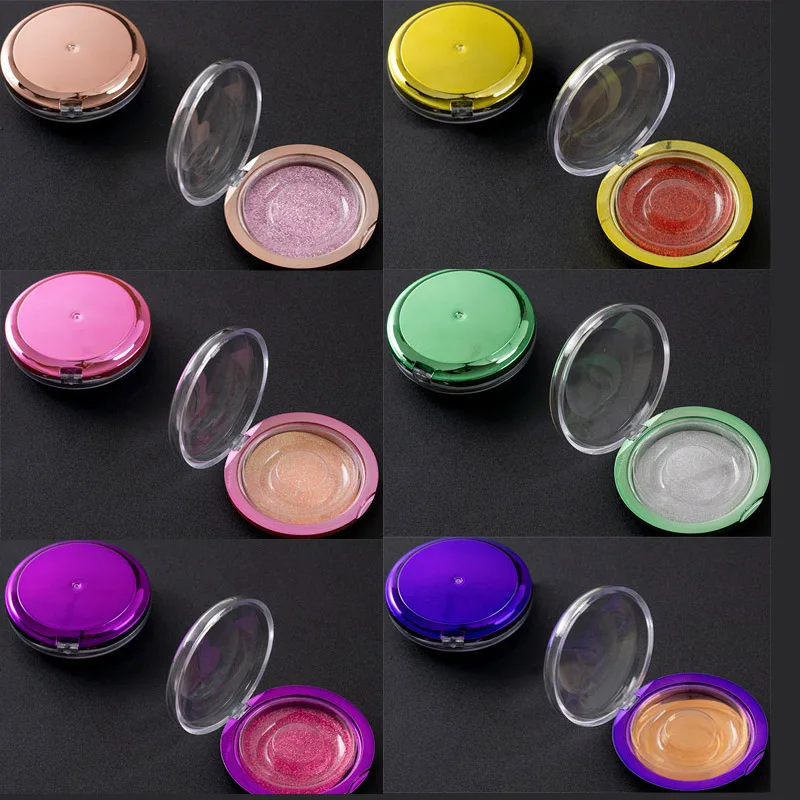 Посылка для ресниц круглые коробки с лотками блестящие карты объемные норковые