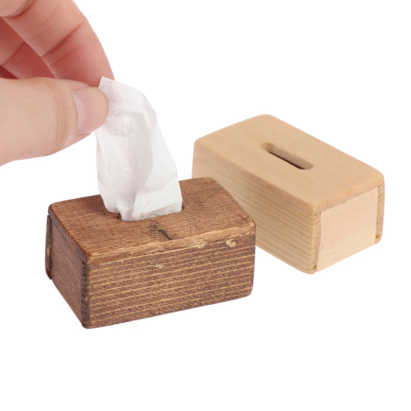 

1/12 Dollhouse Miniature Accessories Mini Wooden Tissue With Box Simulation Furniture Tissue Toy Random New