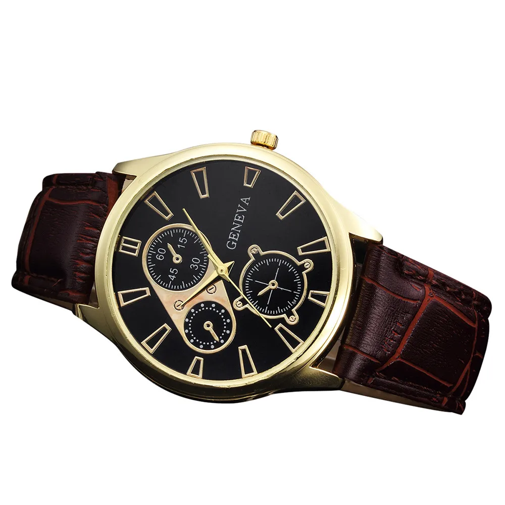 

Retro Design Classic Men's Luxury Golden Business Leather Band Analog Alloy Quartz Wrist Watch orologio uomo Horloges xfcs Gift
