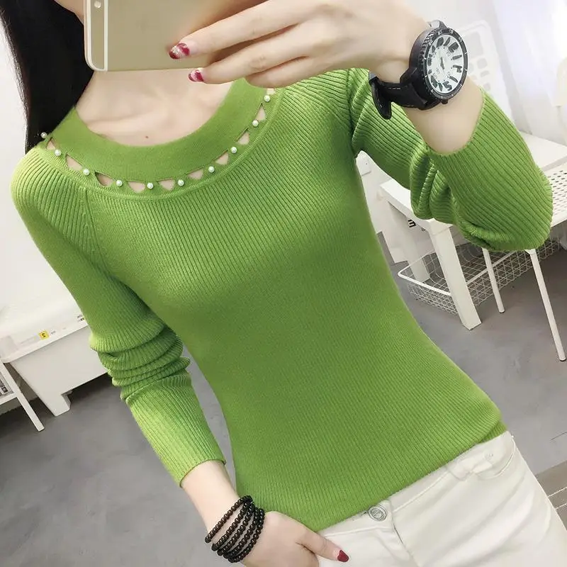 Autumn And Winter New 2021 Foreign Style Loose Round Neck Knitted Women's Long-sleeved Pullover Sweater Worn Inside Outside | Женская