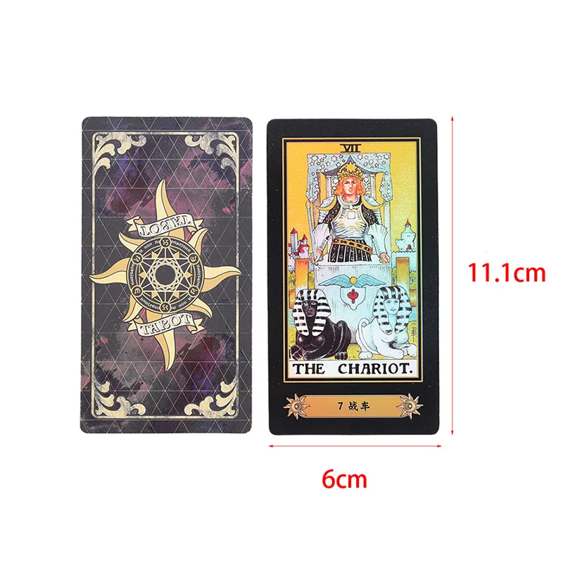 Juego de cartas de Tarot hologr&aacute;ficas para mujer, juego de mesa de Tarot brillante, versi&oacute;n en Ingl&eacute;s/chino-5