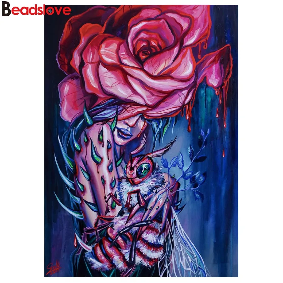 

Алмазная живопись для женщин, живопись в готическом стиле с черепом 5d, вышивка с кристаллами, мозаика для творчества,