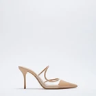 Женские туфли, весенние телесные прозрачные сандалии из ПВХ с острым носком, Яркие босоножки из лакированной кожи