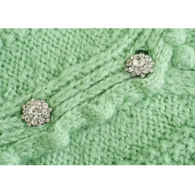

High quality Women 2020 Fashion Textured Weave Cropped Knitted Cardigan Sweater Vintage Long Sleeve Button Female Outerwear Tops