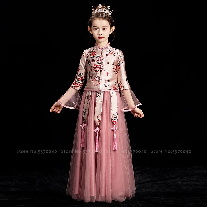 

Children Cheongsam Kids Girl Traditional Chinese Hanfu Tang Suit Princess Evening Formal Dress Guzheng Performance Qipao Costume