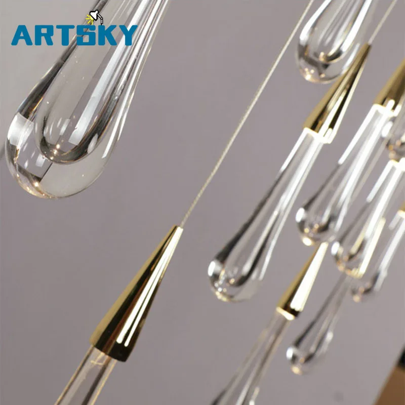 Золотая Капля воды кристалл подвесной светильник креативный Европейский стиль