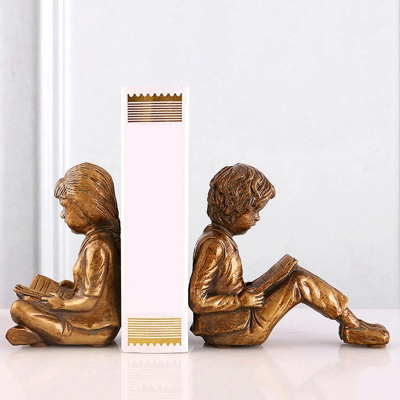 

Reading Child Bookends Home Decoration Accessories Office Study Room Display Book Stand Resin Ornaments Desktop Decors