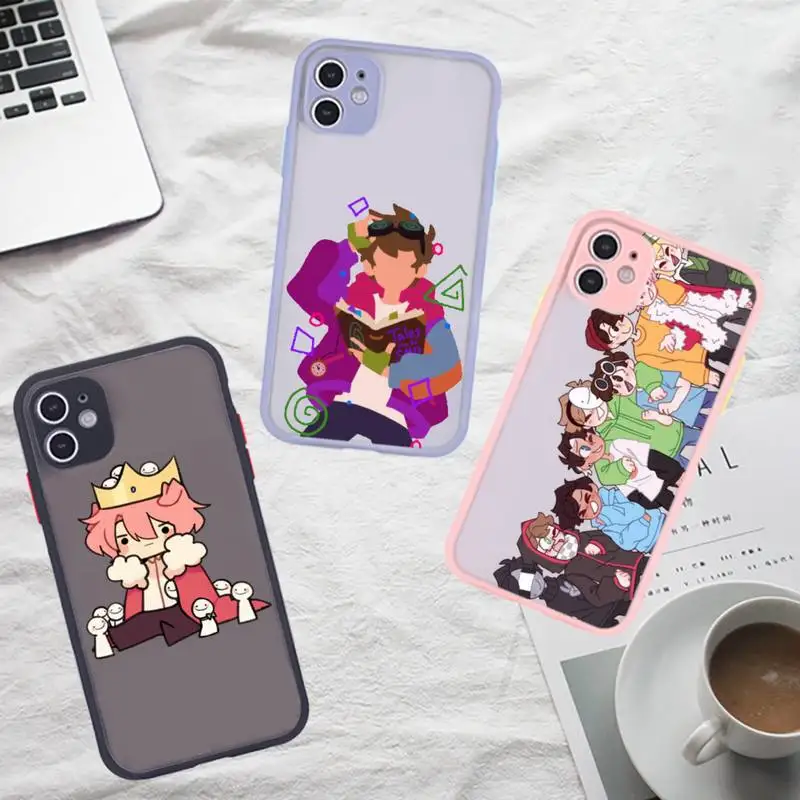 

dream smp Phone Case For iPhone 12 11 Mini Pro XR XS Max 7 8 Plus X Matte transparent Gray Back Cover