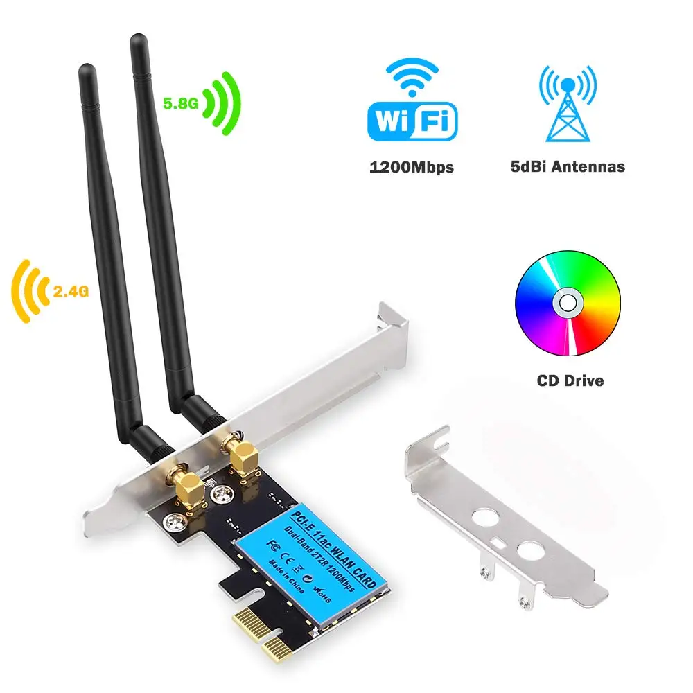 Onvian беспроводная сетевая карта AC1200Mbps PCI-E двухдиапазонный адаптер 5G/2 4G WiFi для Windows