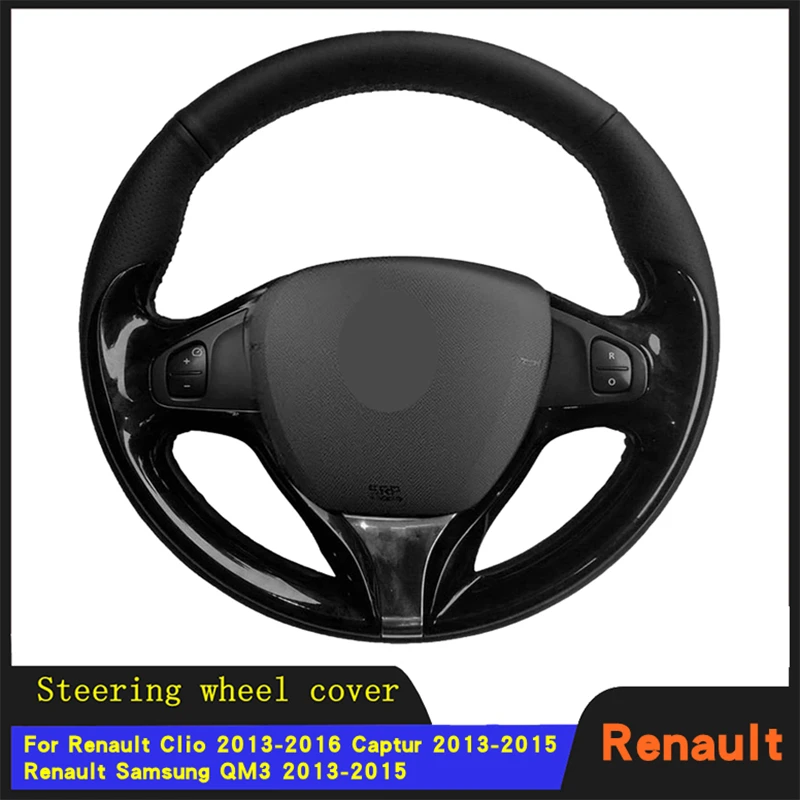 

Car Steering Wheel Cover Braid Wearable Genuine Leather For Renault Clio 2013-2016 Captur 2013 2014 2015 Renault Samsung QM3