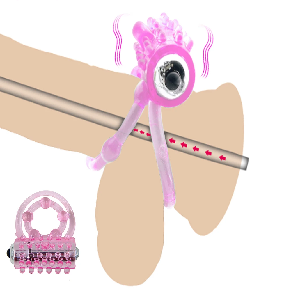 Вибрирующее кольцо для пениса силиконовый стимулятор двойное интимные товары