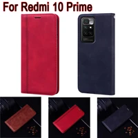 phone cover for xiaomi redmi 10 prime case magnetic card protective book for redmi10 prime case flip wallet leather etui hoesje
